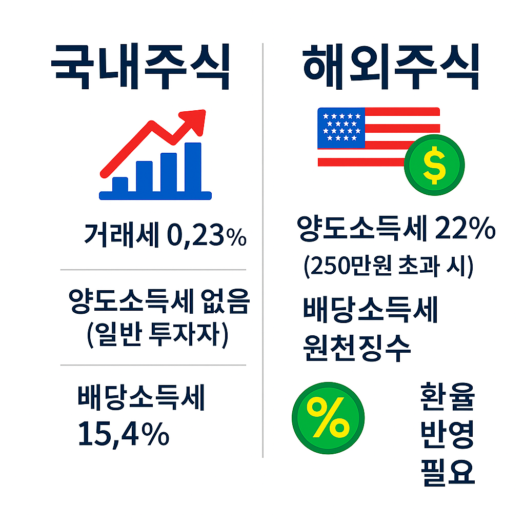 국내주식과 해외주식 세금 비교 인포그래픽