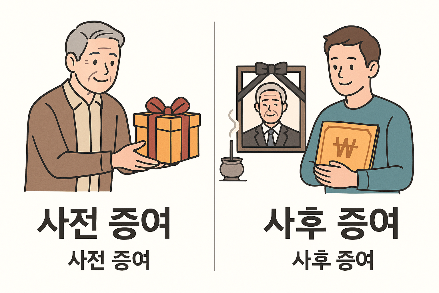 사전 증여 vs 사후 증여 개념 비교