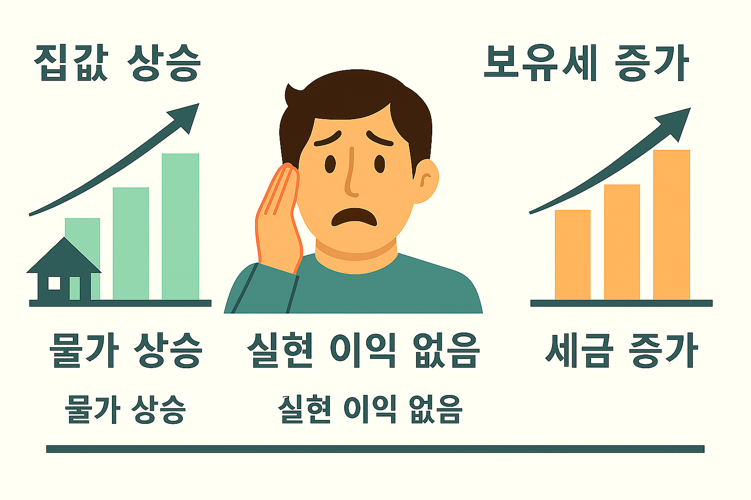 실현 이익 없이 세금 증가하는 자산세 문제 시각화