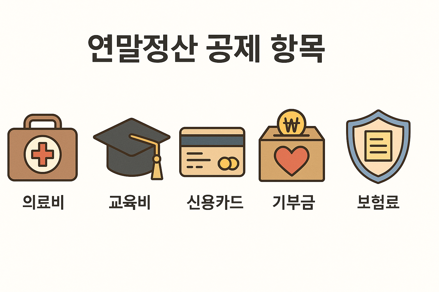 연말정산 주요 공제 항목 리스트 시각화 인포그래픽