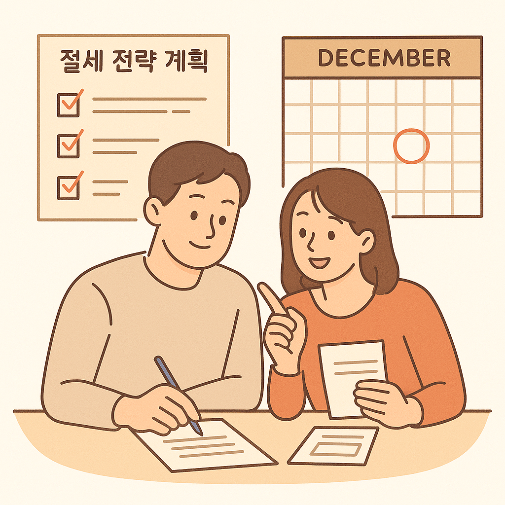 맞벌이 부부가 연말정산을 미리 준비하는 모습