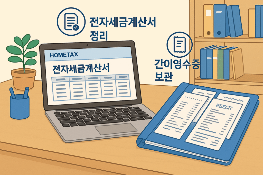 전자세금계산서와 영수증 정리 예시