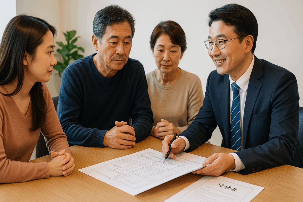 가족과 전문가의 상속 사전 상담 장면