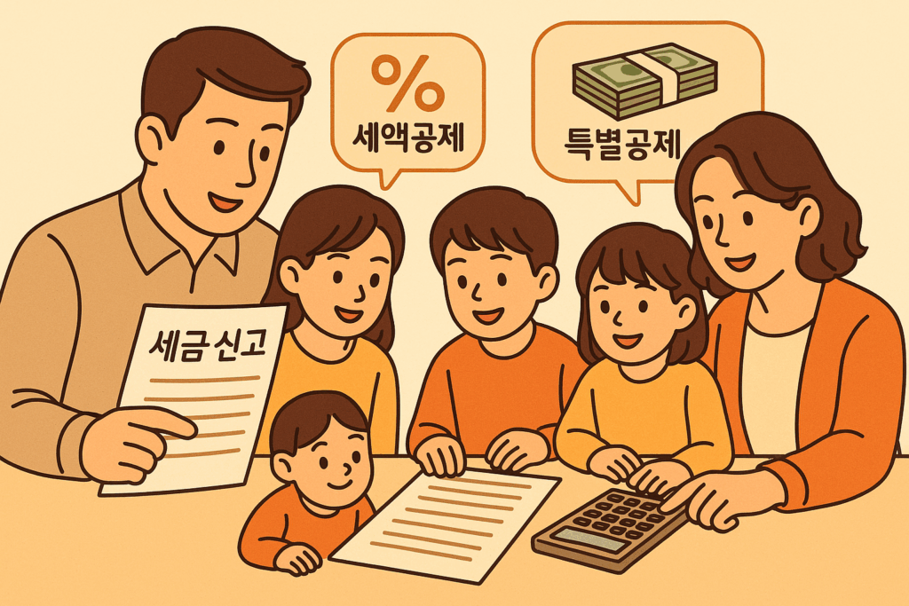 다자녀 가정 절세 사례 일러스트