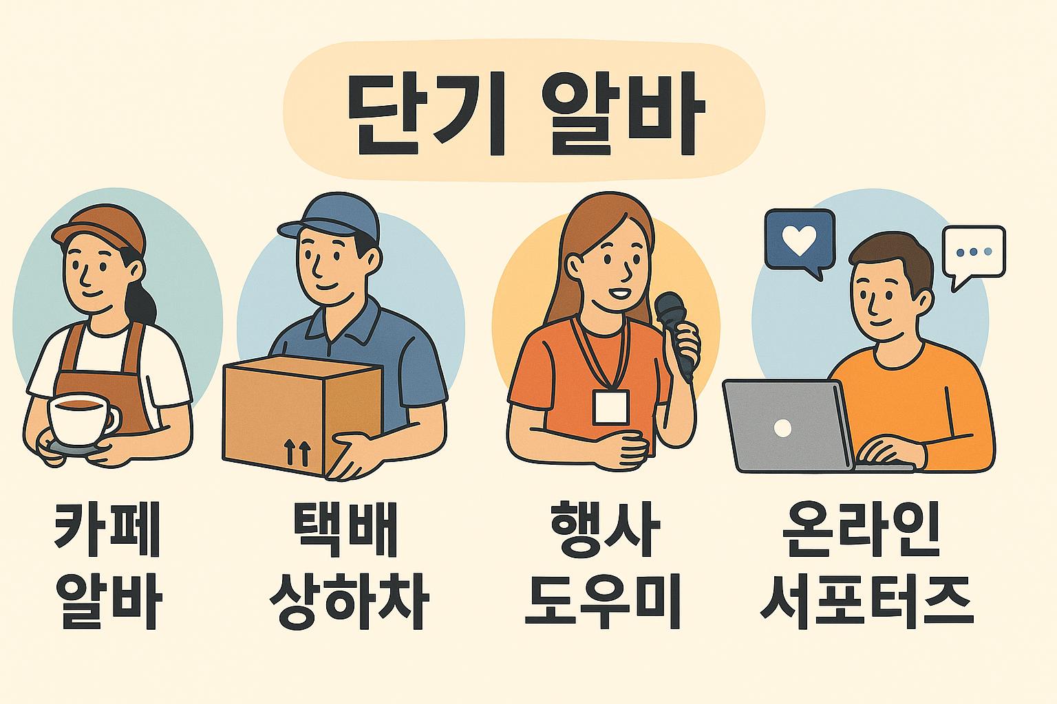 단기 알바의 대표적인 유형 인포그래픽
