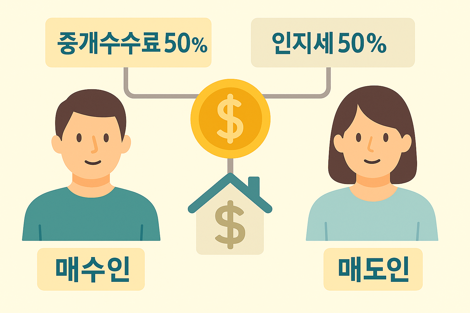 중개수수료와 인지세 분담 구조 이미지